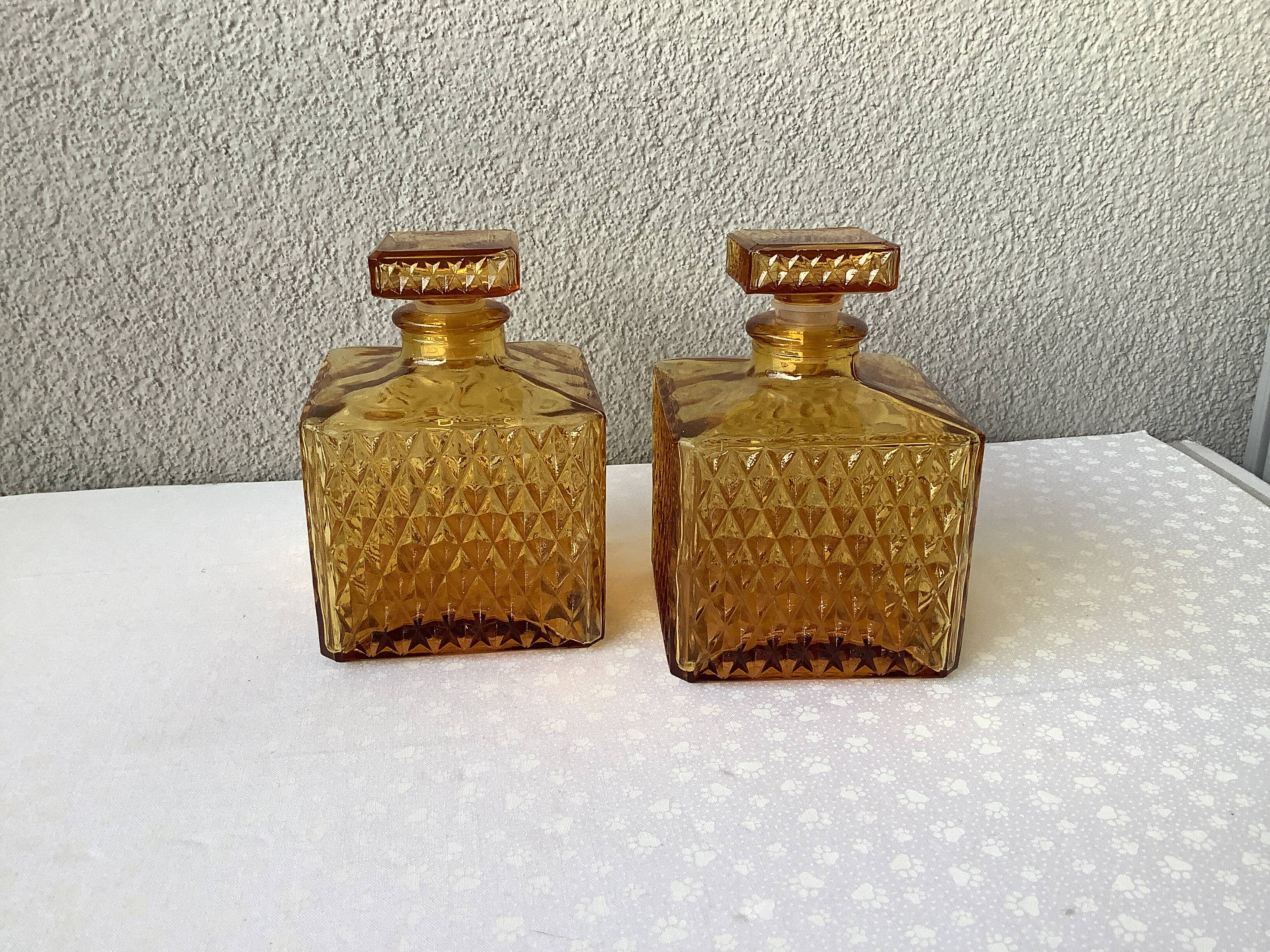 Amber glass carafes Japanese 1970s - Tislo "PASSED J.G.I.A"