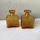 Amber glass carafes Japanese 1970s - Tislo "PASSED J.G.I.A"