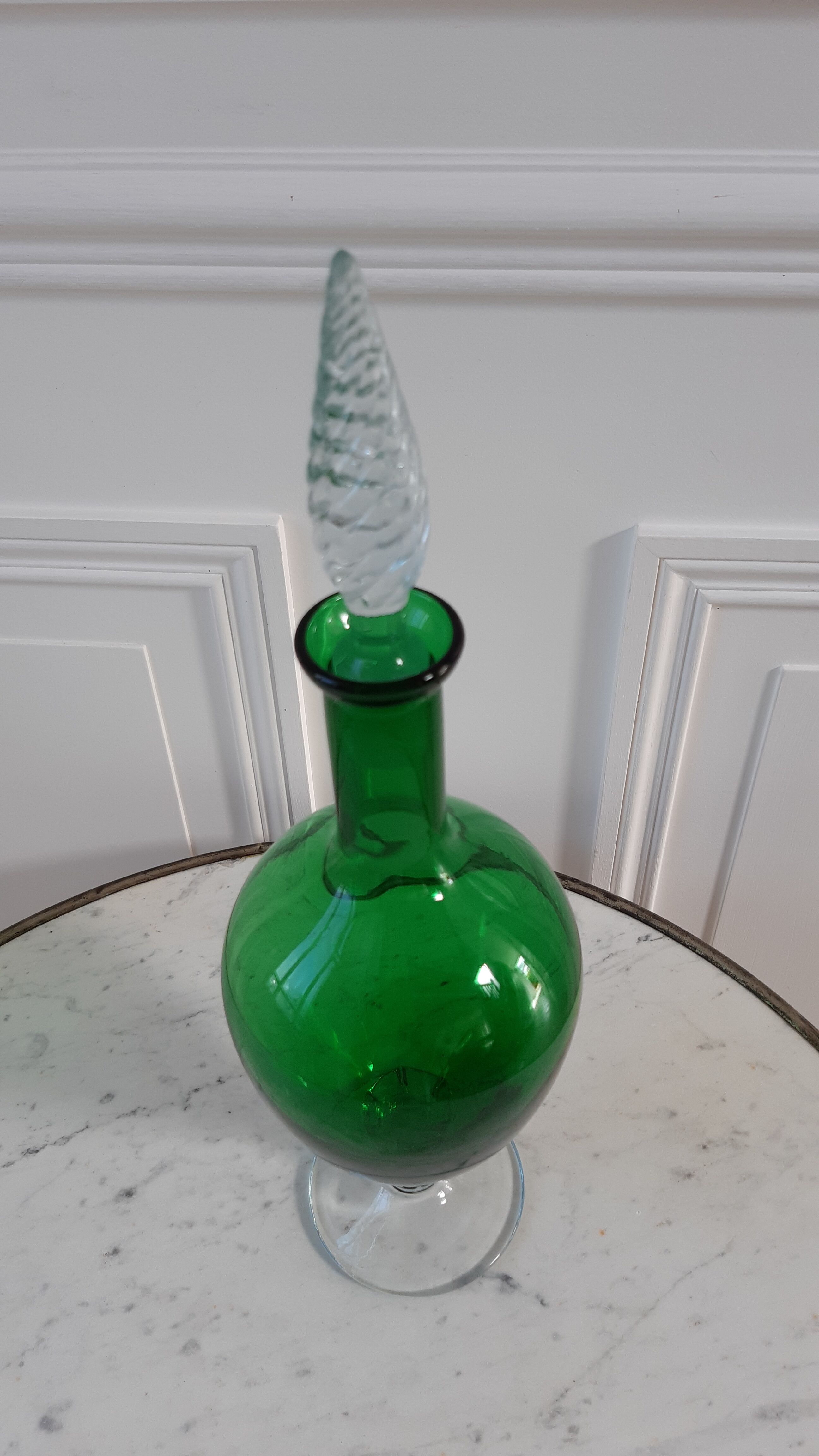 Italian carafe flash-green polished decanter 60s