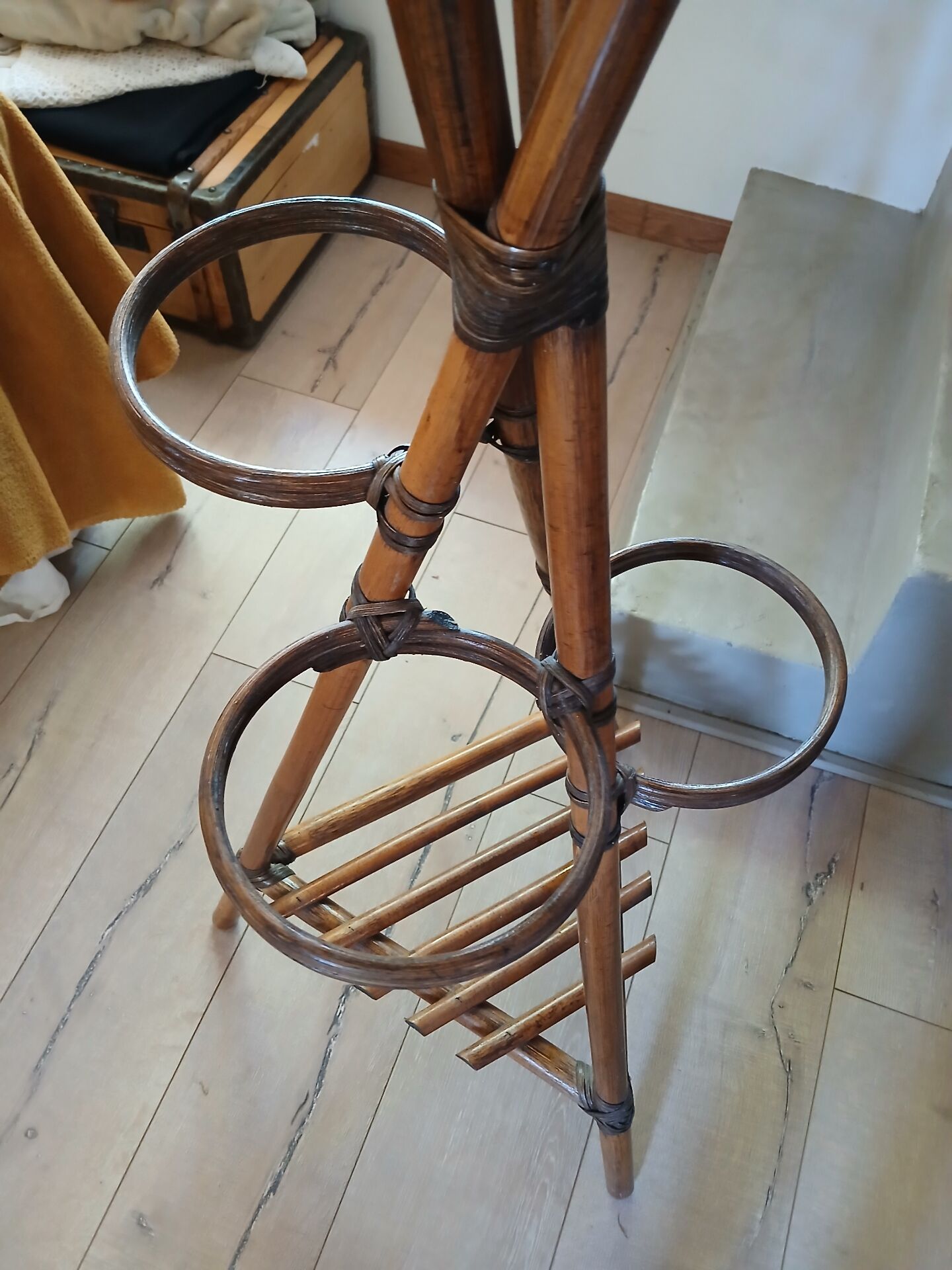 Large vintage bamboo plant stand