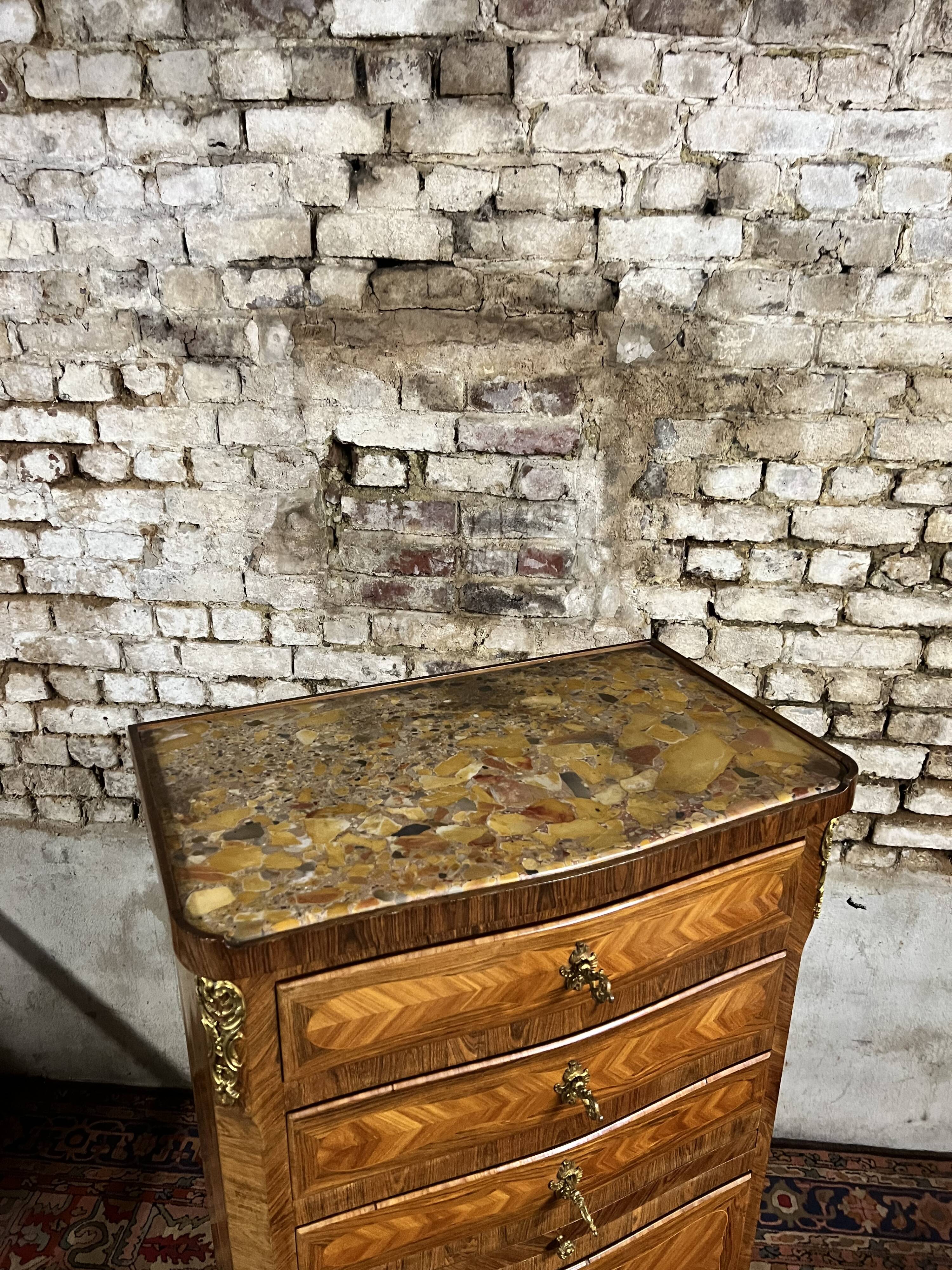Weekly calendar in louis xv style marquetry stamped from maison gouffé in paris