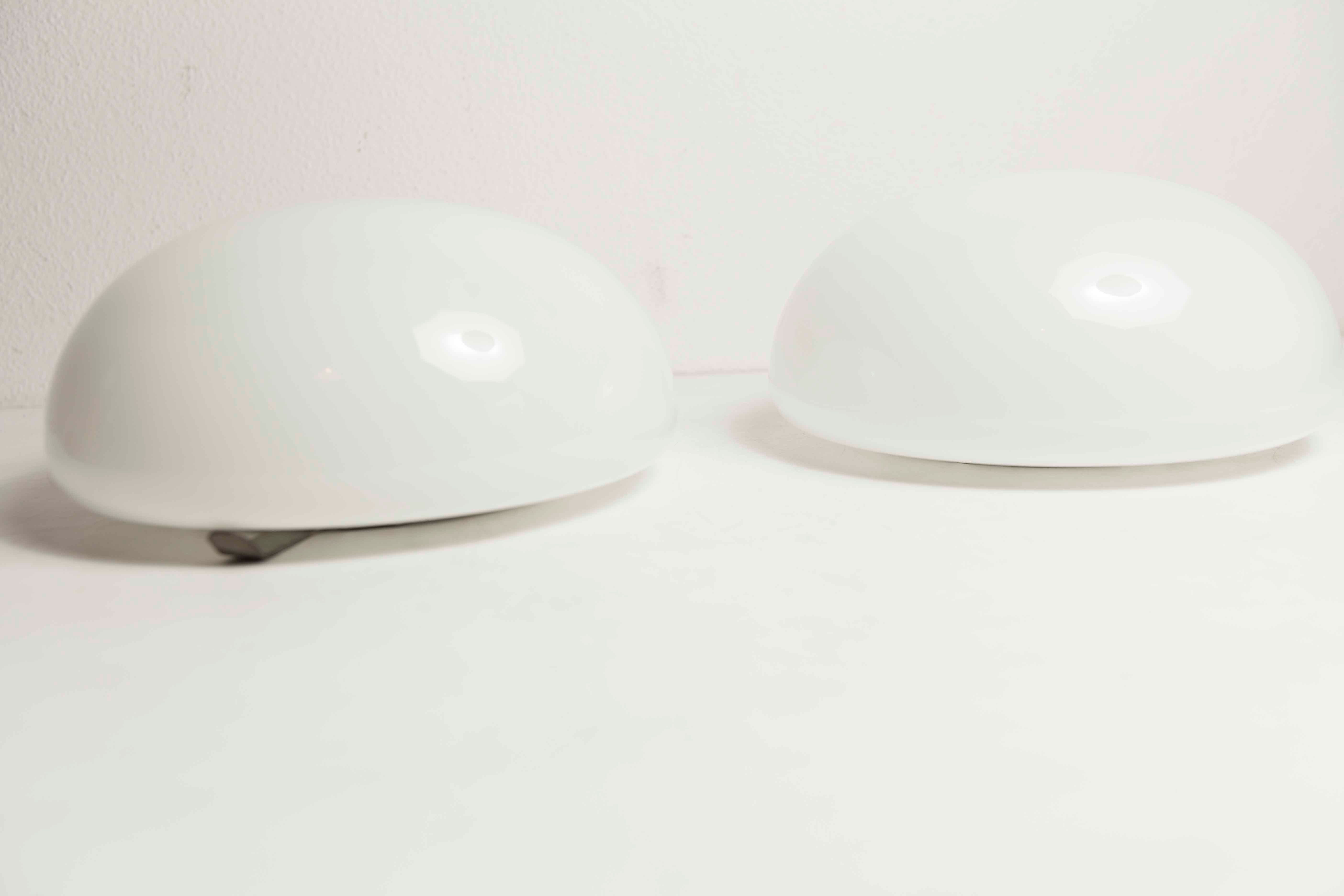 Pair of white opaline ceiling lamps