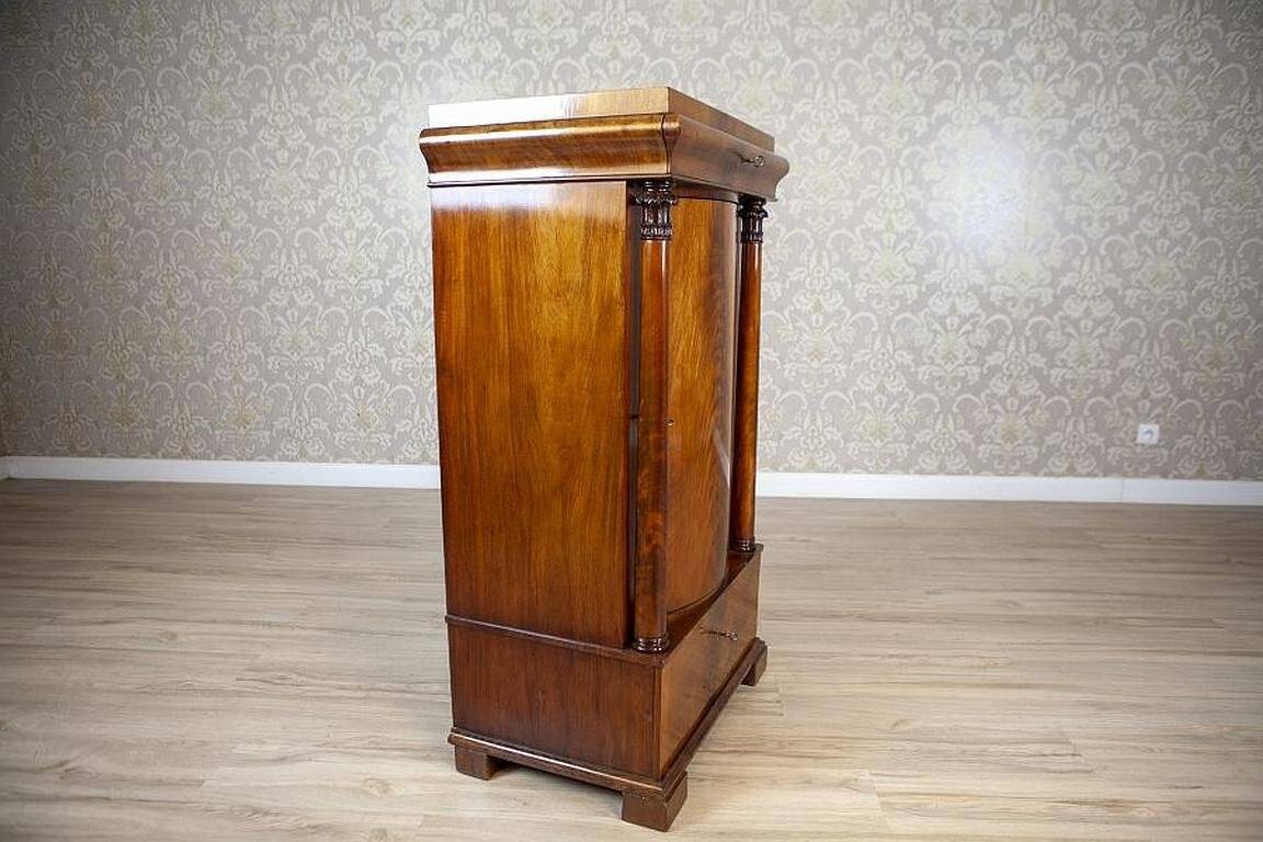 19th-Century Biedermeier Mahogany Wood and Veneer Linen Press