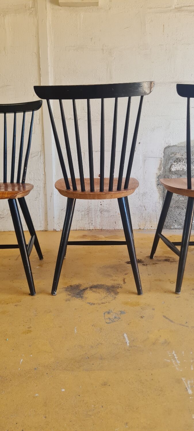 Set of 4 danish chairs mid century by Ilmari Tapiovaraa