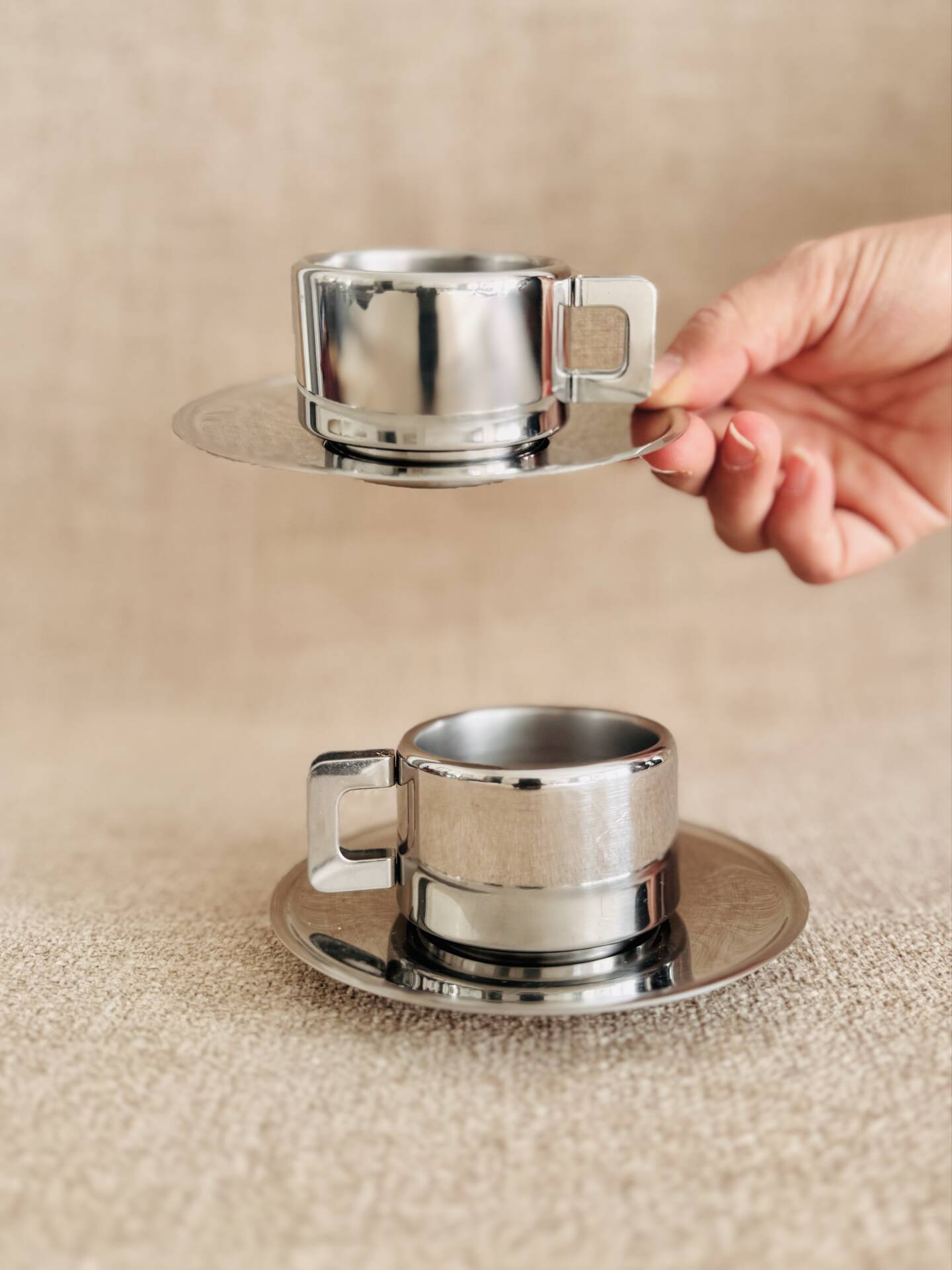 2 stainless steel Space Age cups STO Casalinghi inox