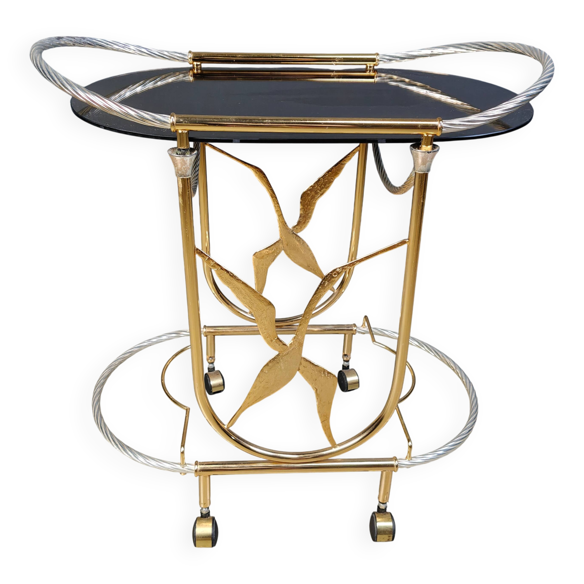 Vintage Italian brass bar cart, 1970s