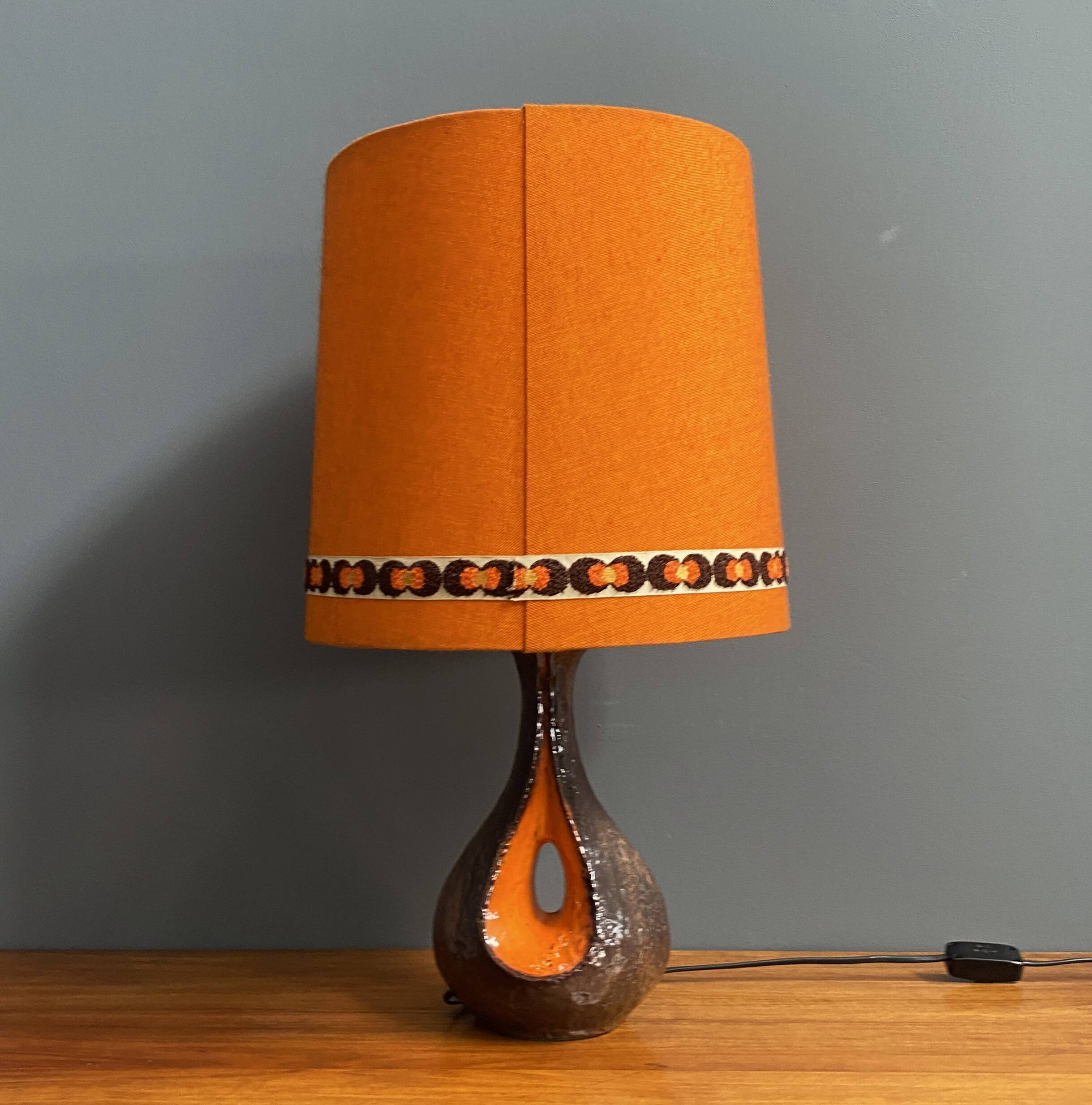 Ceramic orange / brown table lamp 1960s