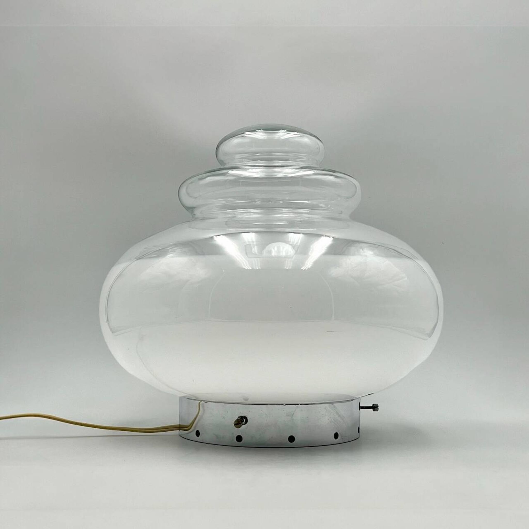 Large space age ufo table lamp in chrome metal, 1960s