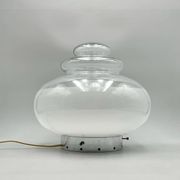 Large space age ufo table lamp in chrome metal, 1960s