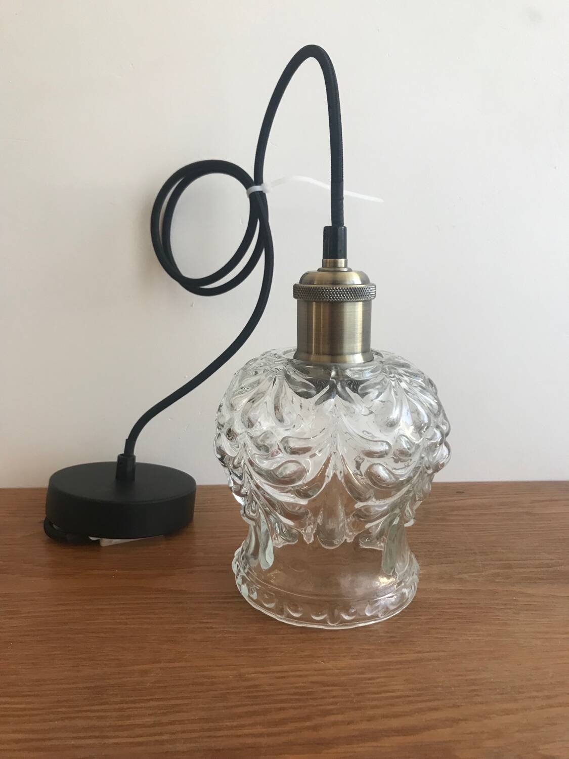 Suspension/plafonnier Avec Globe Vintage En Verre Et Système Électrique Neuf