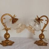 Pair of bronze gooseneck lamps