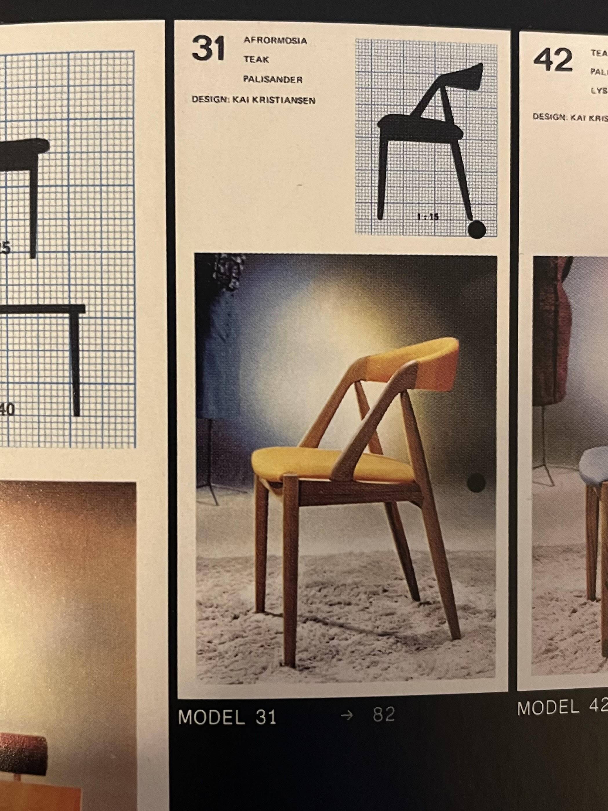 Schou Andersen Møbelfabrik / Kai Kristiansen Type 31 chair / teak / skai / Mid Century Danish Modern Design / 1950s / 1960s