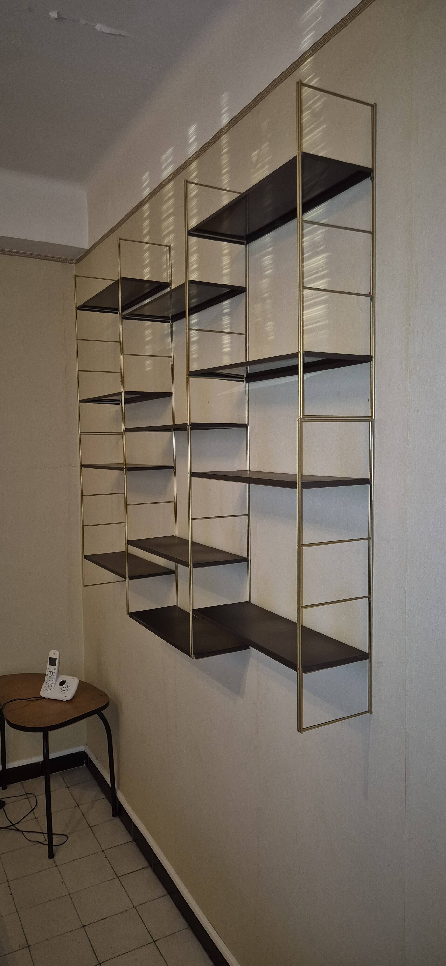 1960s IRON AND SHEET METAL WALL SHELVES