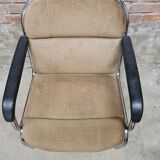 Vintage tubular ribbed office armchair