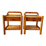 Paire de tables de chevet pin massif 1980