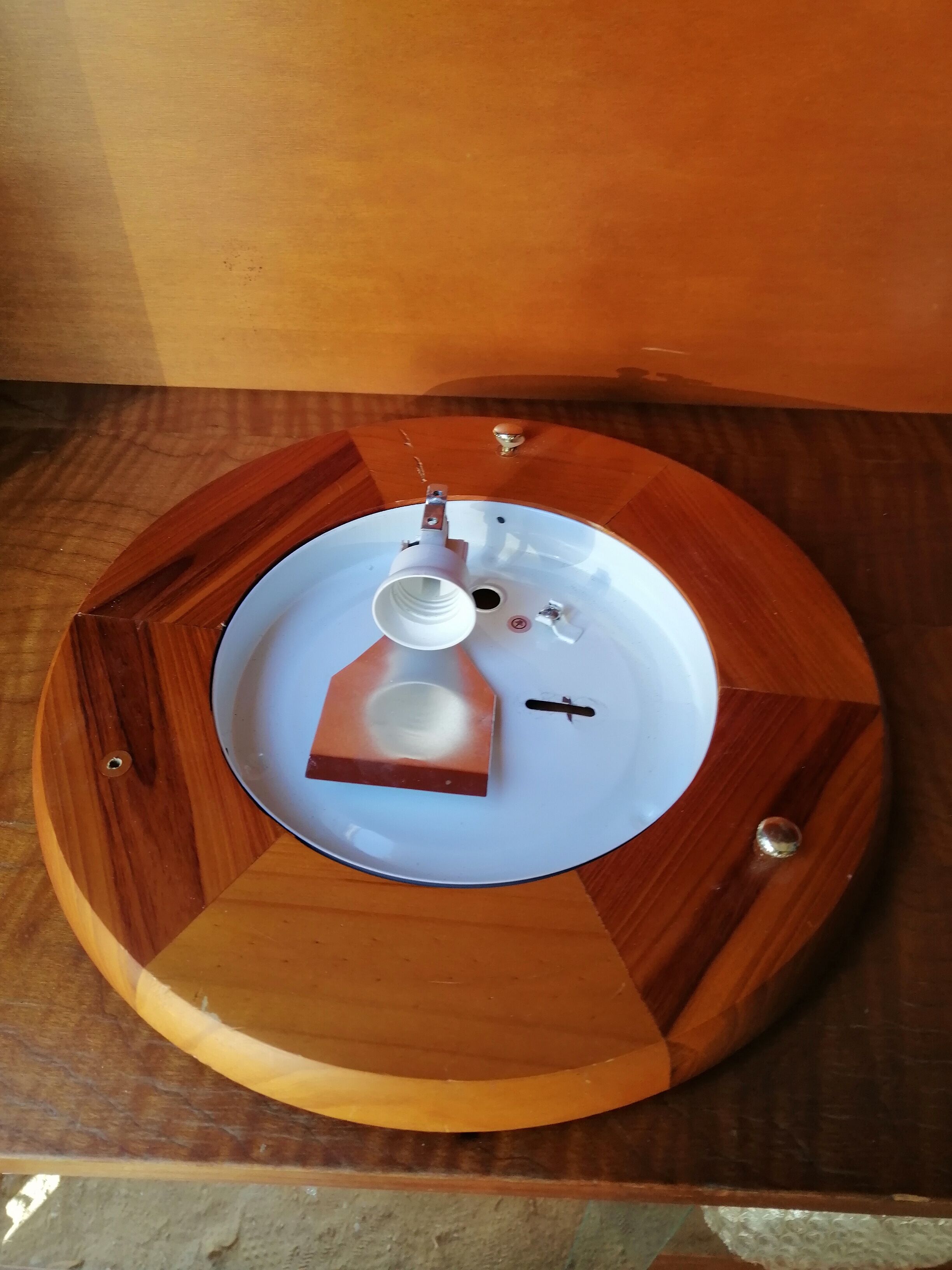 ROUND CEILING LAMP WOOD AND GLASS