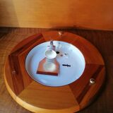 ROUND CEILING LAMP WOOD AND GLASS