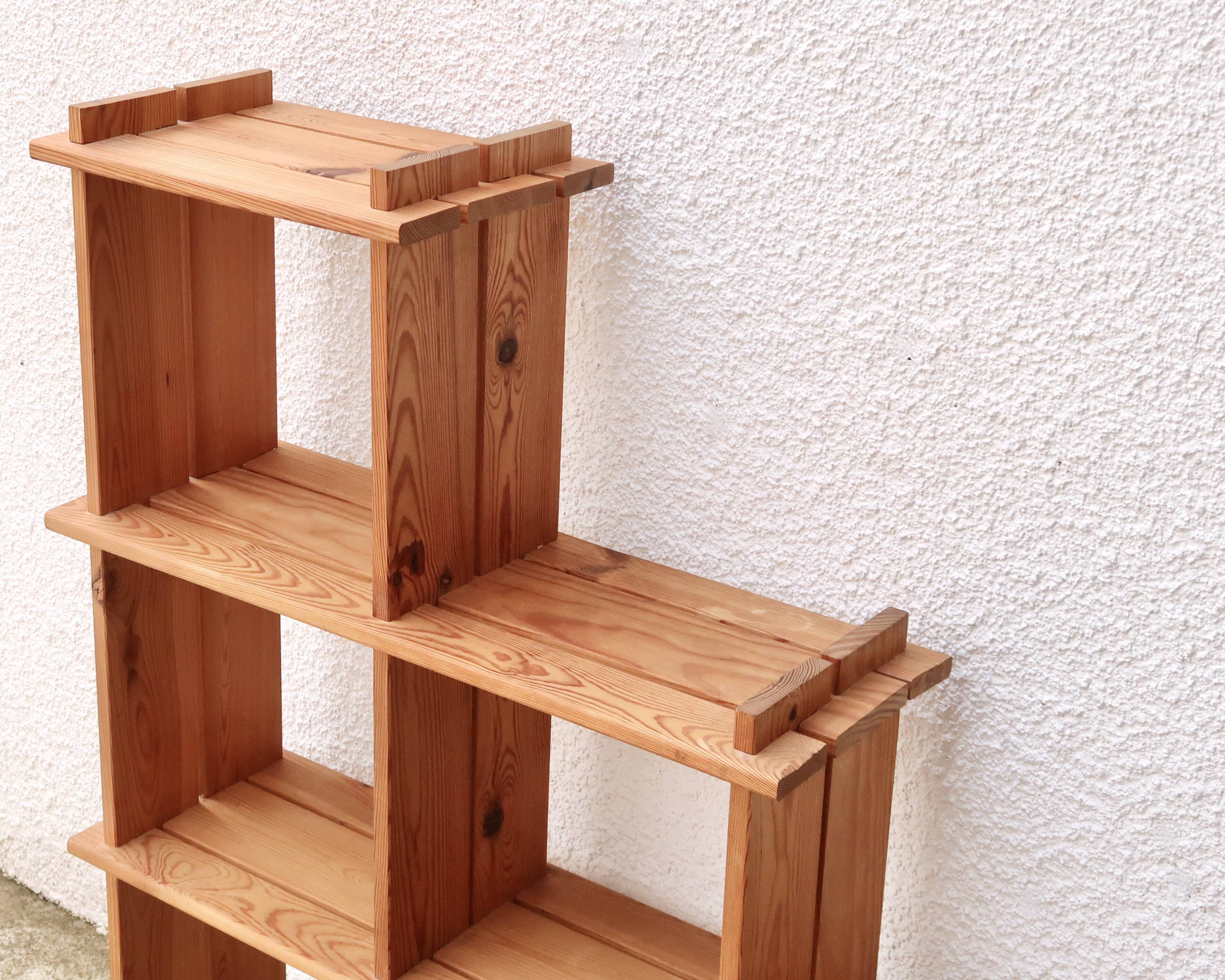 Regain mountain style pine wood shelf bookcase
