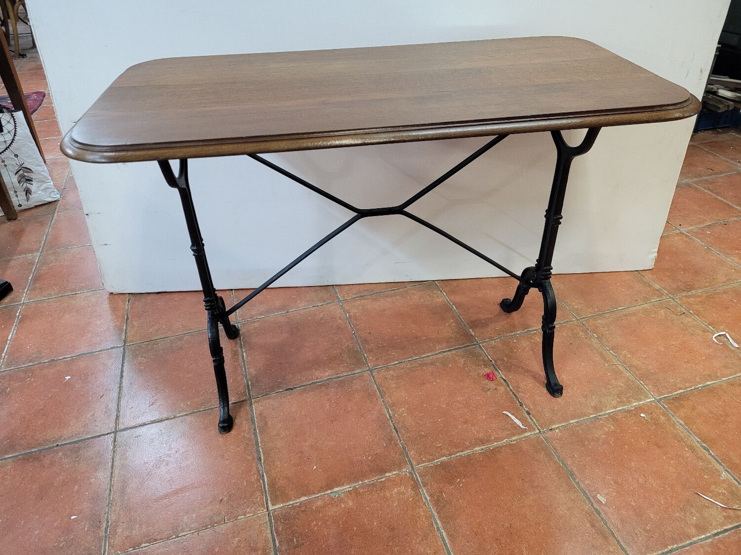 Antique bistro table with oak top