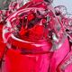 Raspberry red glass jardinière, taste of Auguste Jean or Legras.