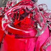 Raspberry red glass jardinière, taste of Auguste Jean or Legras.