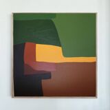 Soothing abstract canvas "Green Palette" 80x80cm