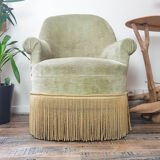 Vintage pistachio green velvet toad chair