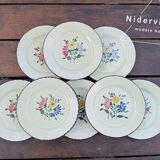 8 dessert plates with flower decoration, Anjou model from Niderviller