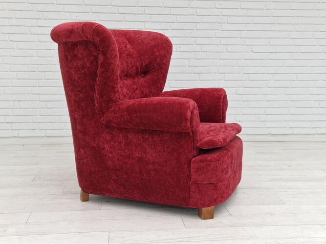 50s, Danish design, refurbished armchair, vintage velour