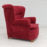 50s, Danish design, refurbished armchair, vintage velour