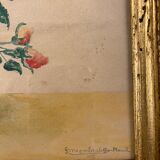 Tableau ancien , nature morte aux roses, XX siècle
