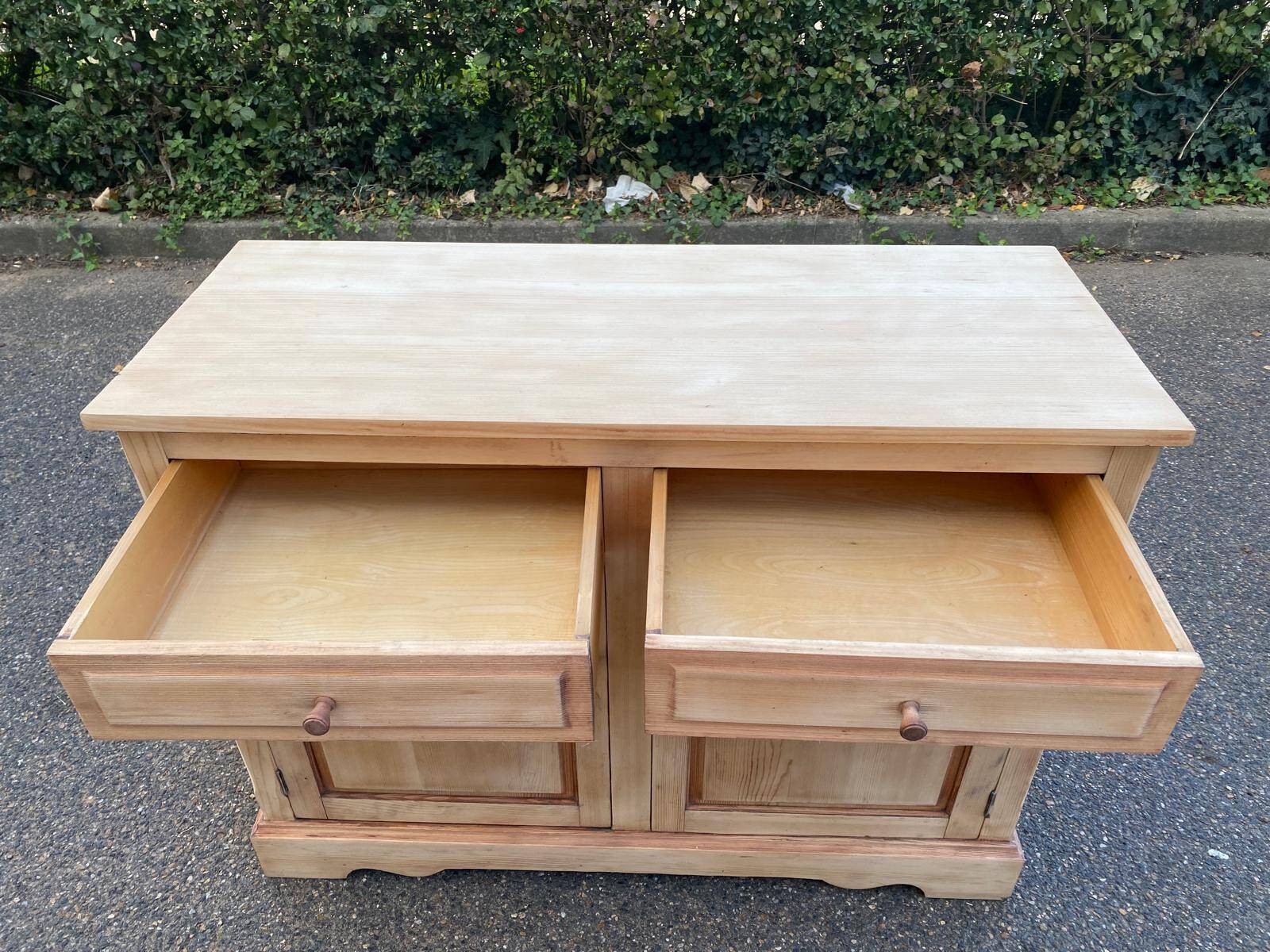 Renovated Parisian-style sideboard in light raw solid wood