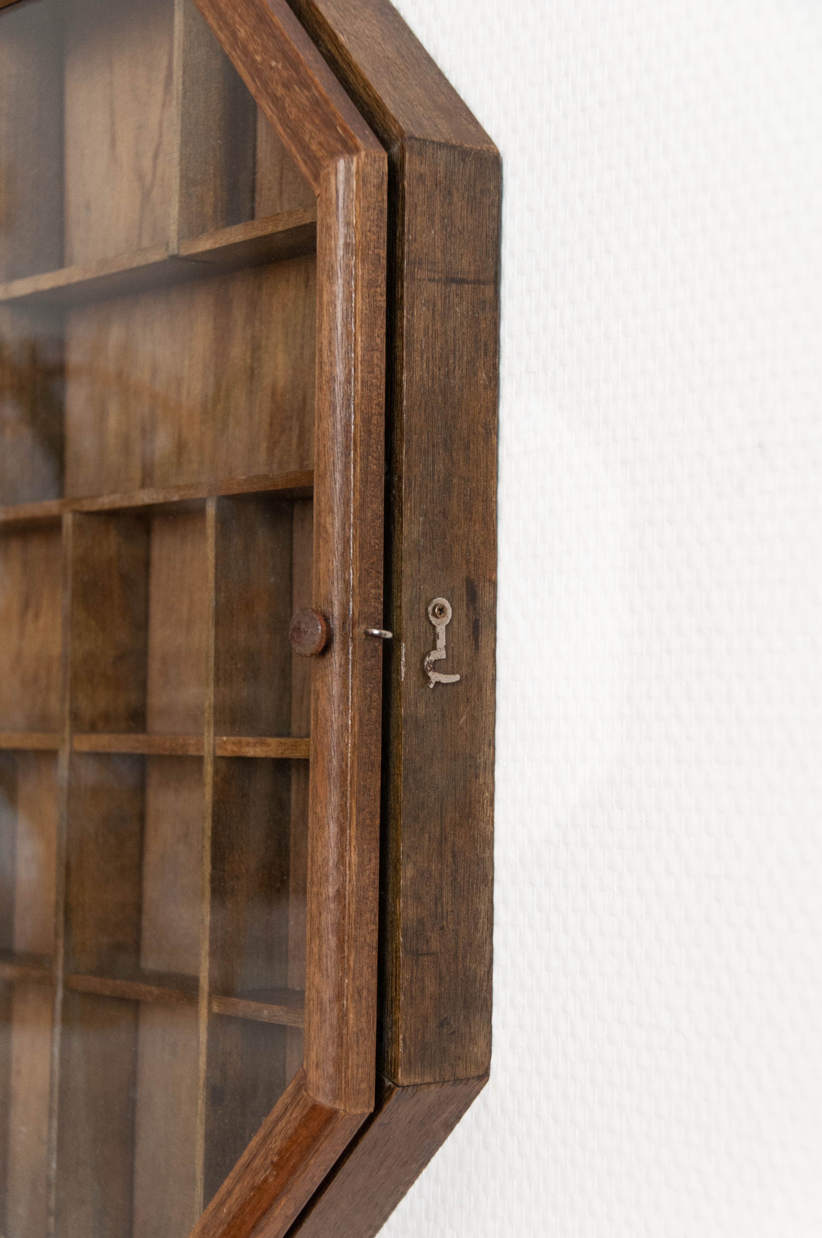 Octagonal wooden & glass showcase