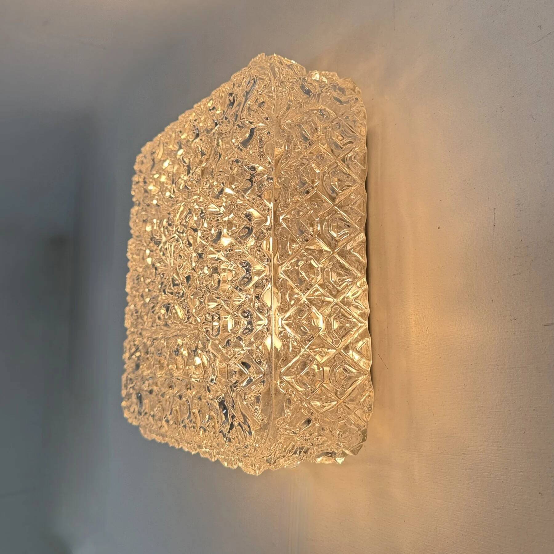 Mid-century crystal wall light / ceiling light by Limburg Glashütte, 1970s Germany