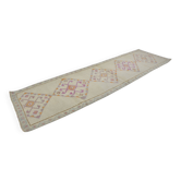 Geometric Vintage White Oushak Runner sku 2080