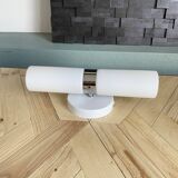 Wall lamp tube white glass and chrome metal vintage lighting LAMP-7428