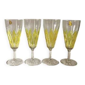 Set of 4 glasses - VMC Reims Arlequin champagne flutes - yellow decor