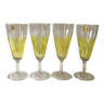 Lot de 4 verres - flûtes à champagne VMC Reims Arlequin - décor jaune