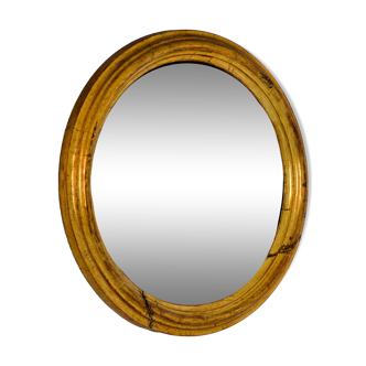Small convex gilt wood mirror / witch's eye 1960s