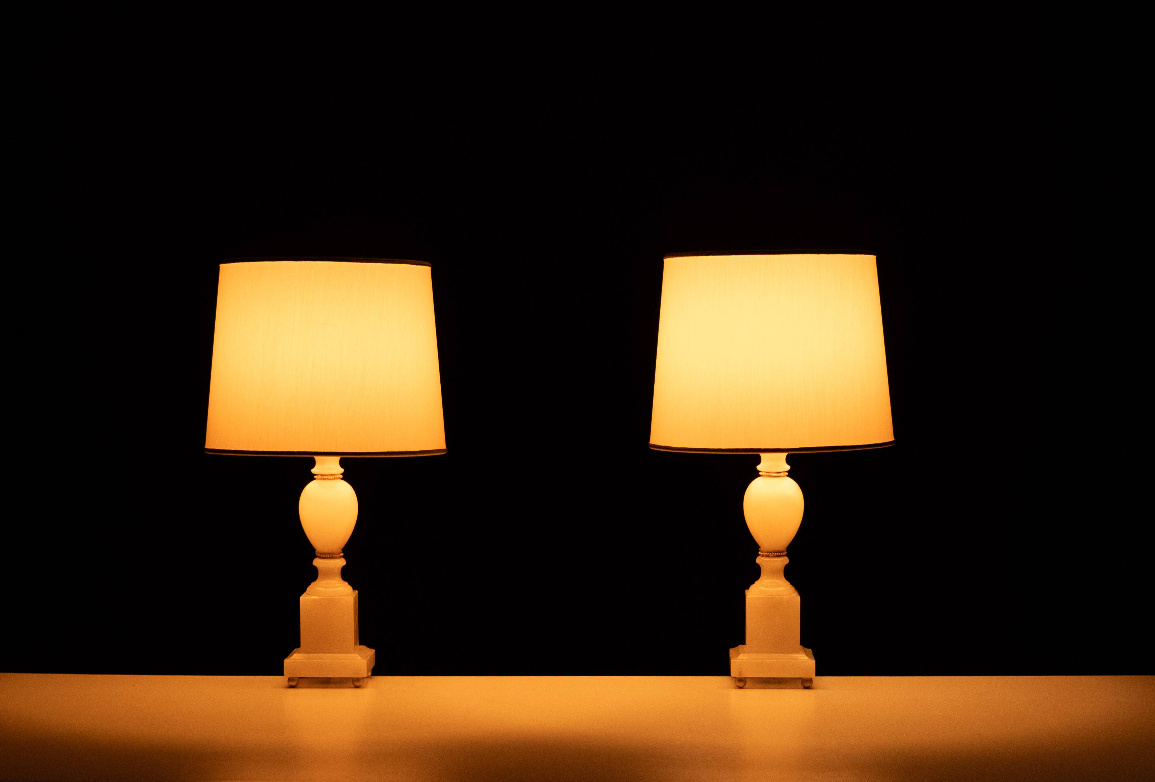 small Marble Table lamps Hollywood Regency 1970s Italy