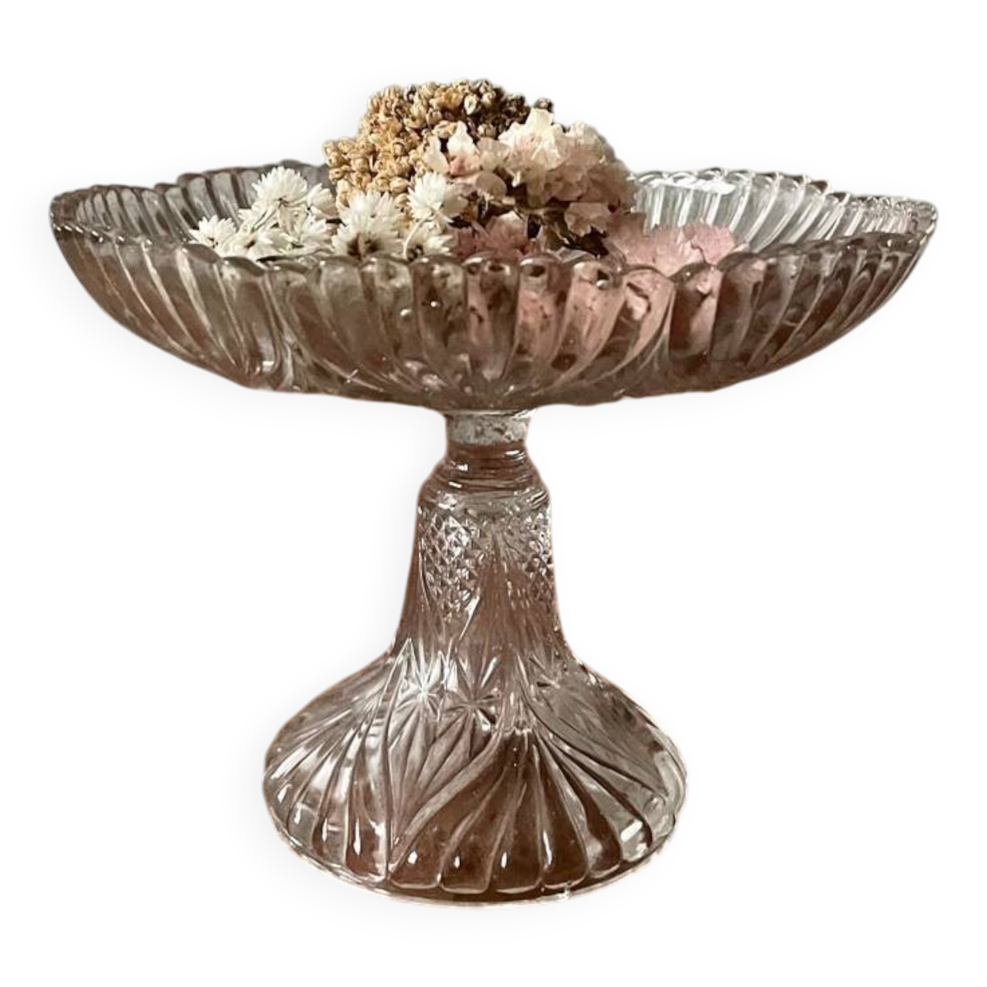 Chiseled glass fruit bowl