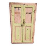 Old polychrome Burmese teak window with interior mirror