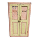 Old polychrome Burmese teak window with interior mirror.