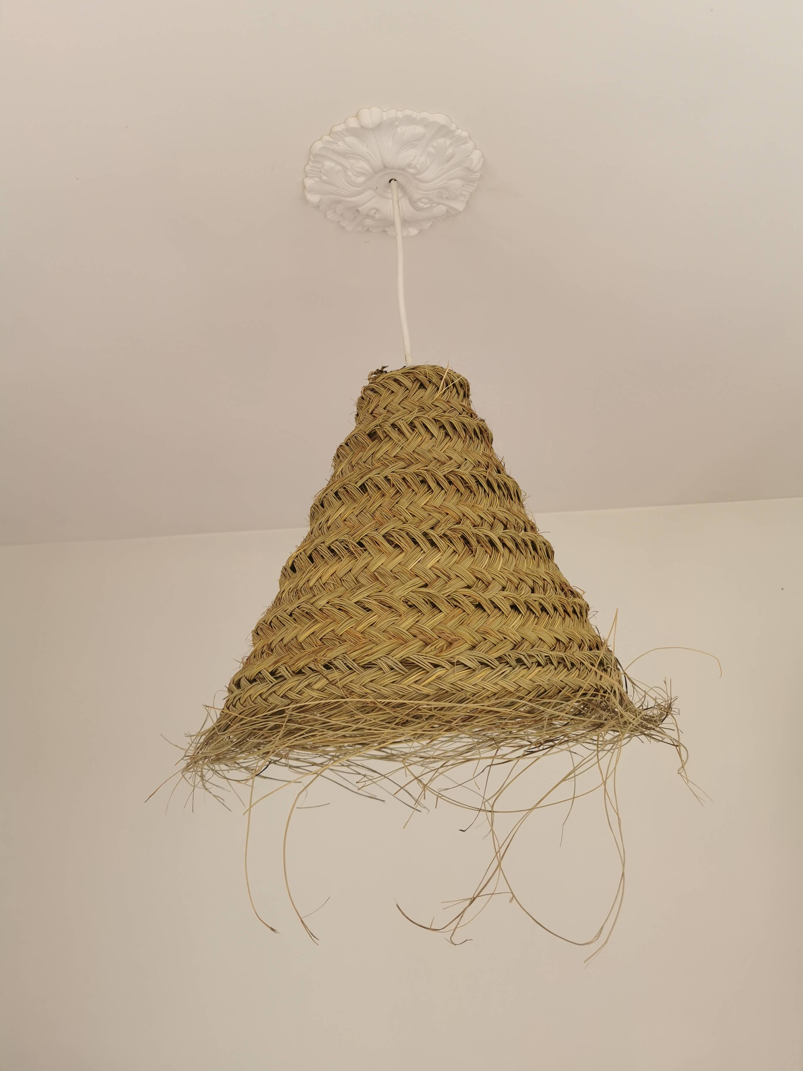 Suspension Dalia en Halfa Tressé – 40×45 cm – Fabrication Artisanale Maroca