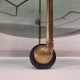 Auxiliary table / Barcart / Camarera Mid-century, Latón golden and crystal ahumado, 70's – Italia