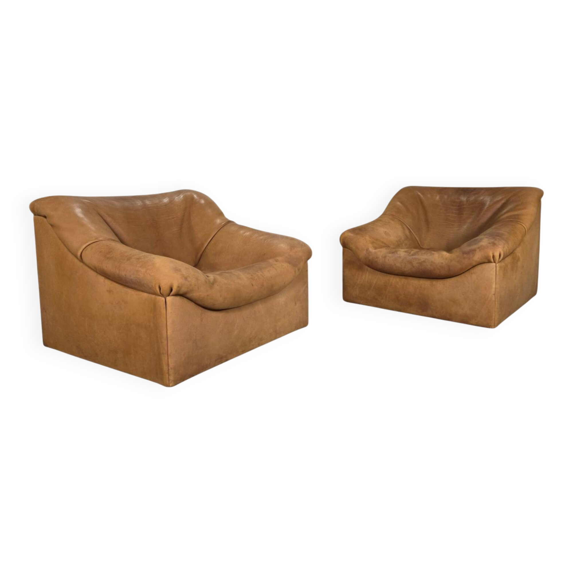 2x De Sede DS-46 vintage 1970s design leather lounge chair