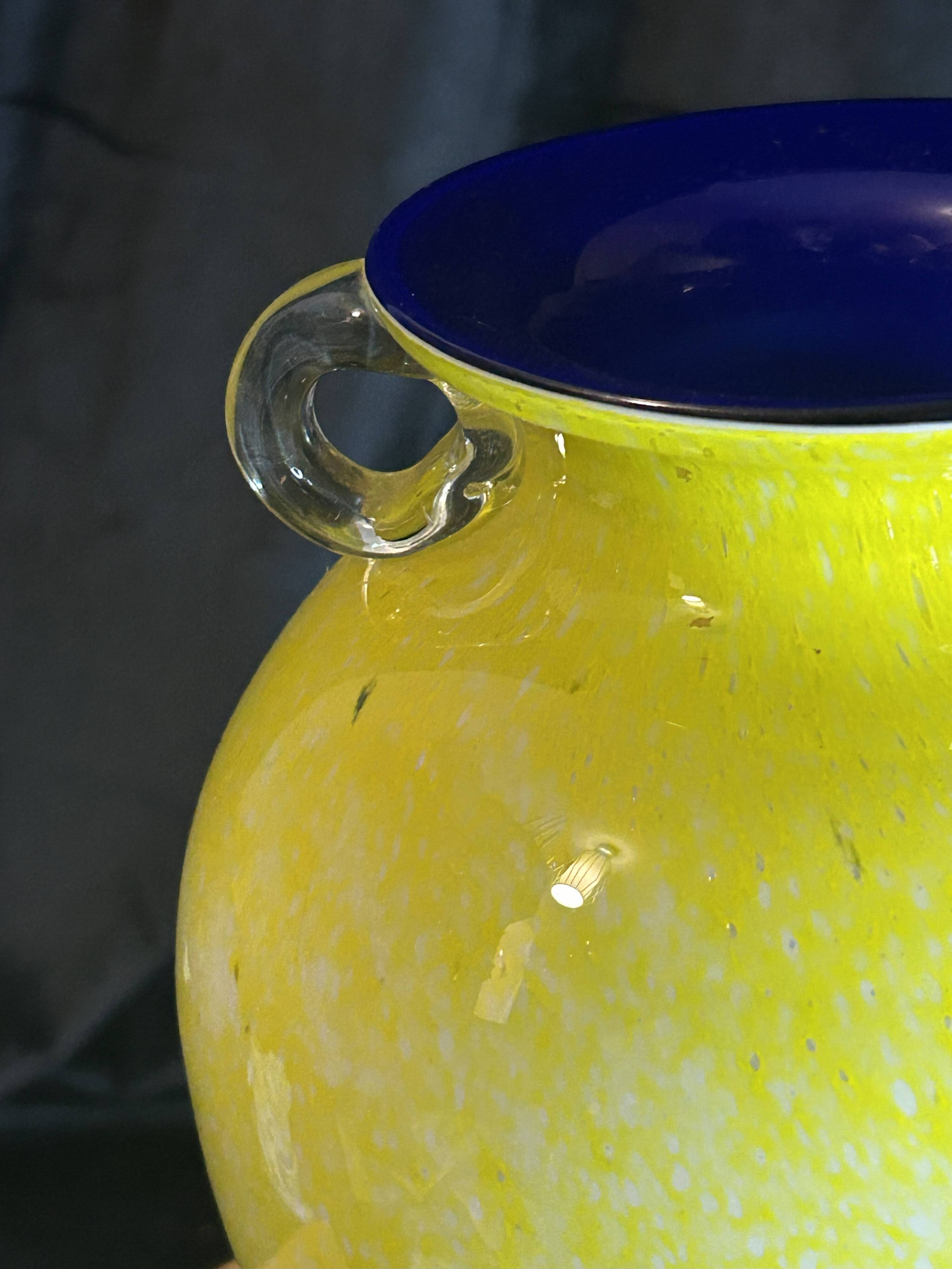 Murano Glass - Moretti Workshop - Large designer glass vase with inclusions