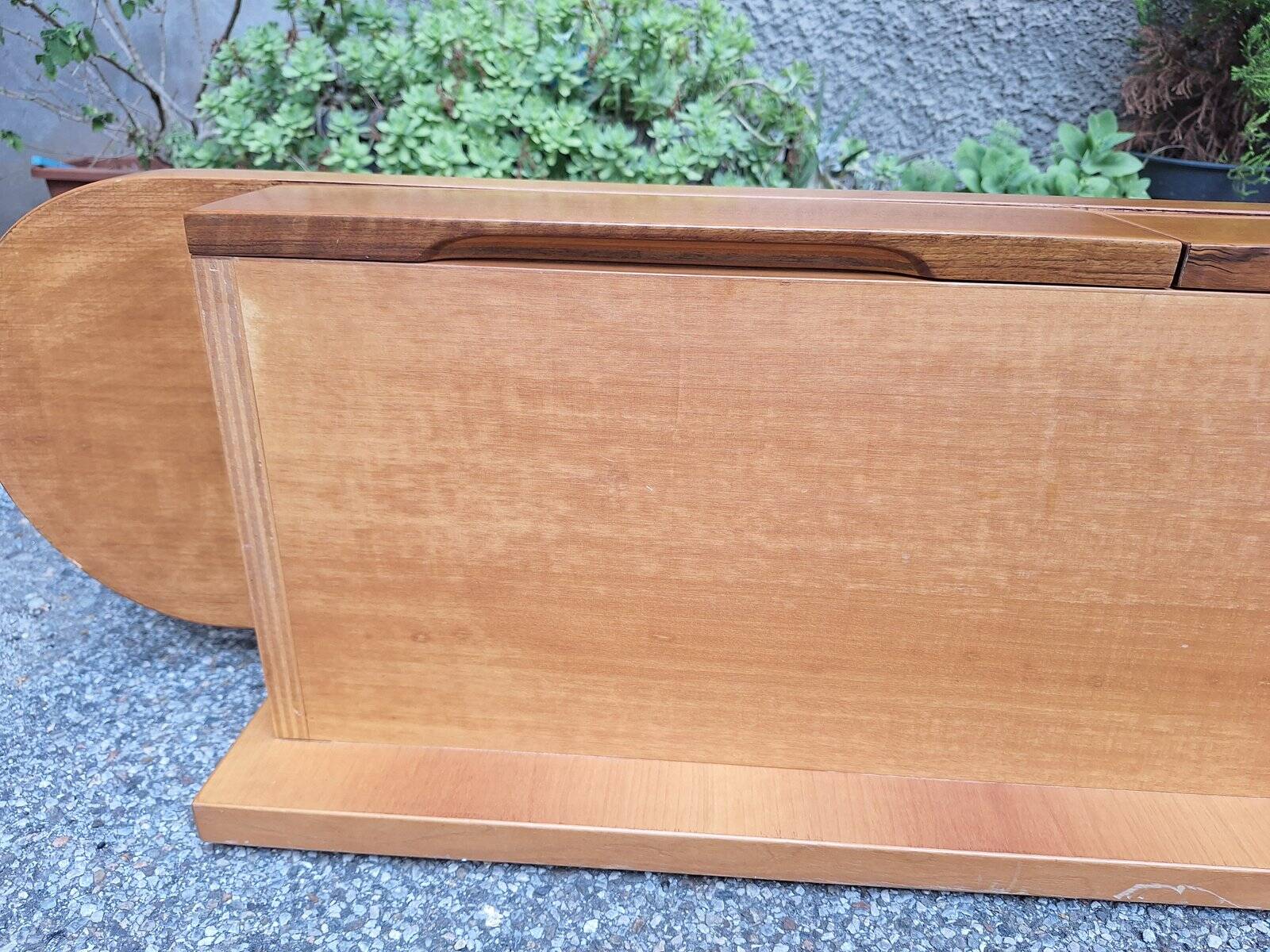 Wall-Mounted Console Shelf in National Walnut with Drawers Under the Top, 1980s