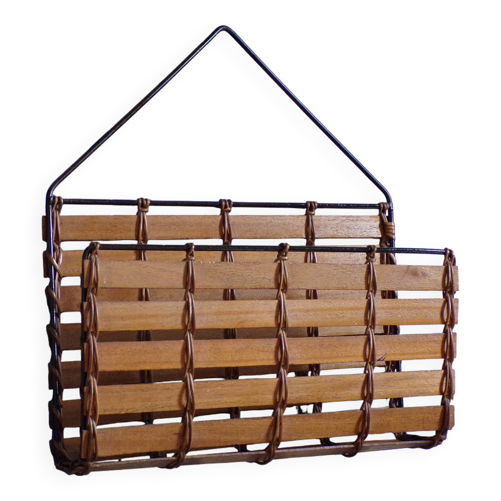 Vintage wall-mounted magazine rack