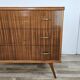 Commode en noyer avec poignées en laiton, années 1950